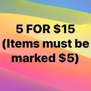 5/$15 SALE or 5/$25 SALE